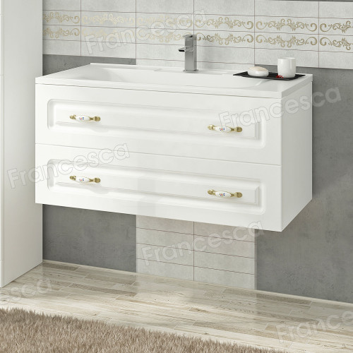 Тумба с раковиной Francesca Империя П 90 белый (2 ящ. ум. Элен 90)