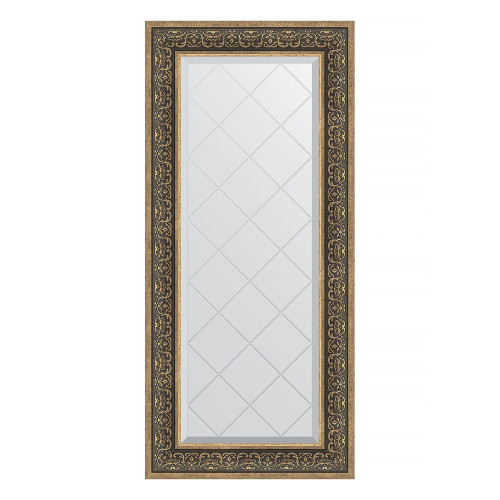 Зеркало настенное с гравировкой EVOFORM в багетной раме вензель серебряный, 59х129 см, BY 4078