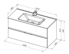 Тумба с раковиной Aquanet Алвита New 100 2 ящика, антрацит