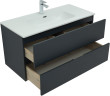 Тумба с раковиной Aquanet Алвита New 100 2 ящика, антрацит