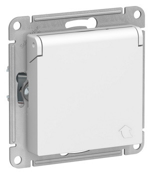 Розетка с заземл. со шторками с крышкой, 16А, IP20, механизм, БЕЛЫЙ Schneider Electric ATLASDESIGN ATN000146
