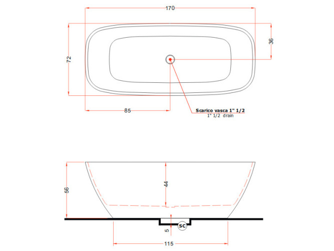Ванна отдельностоящая TREESSE BRIO V297BL
