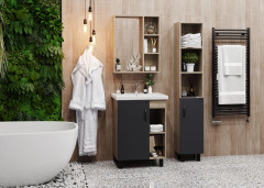 Пенал напольный OnikaТимбер 30.01 Серый мат./Дуб сонома (403067)