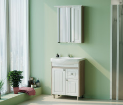 Зеркало-шкаф навесной с подсветкой MIXLINE Версаль-65 белое дерево, правый (534184)