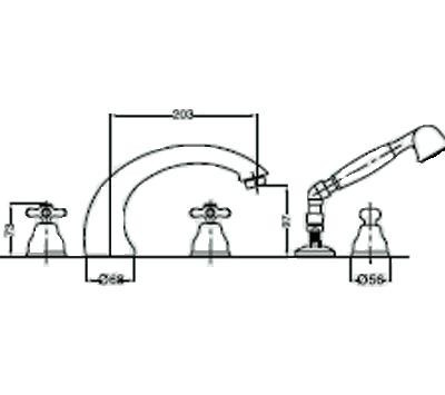 Смеситель на борт ванны Bugnatese Old 080