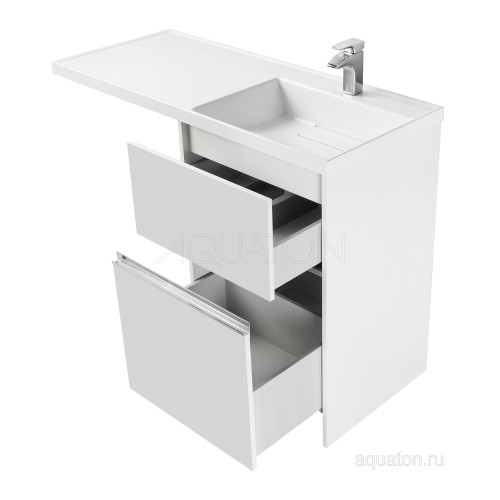 Тумба для раковины AQUATON Лондри 600 под стиральную машинку, белая (1A235901LH010)