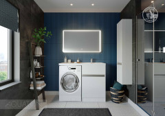 Тумба для раковины AQUATON Лондри 600 под стиральную машинку, белая (1A235901LH010)