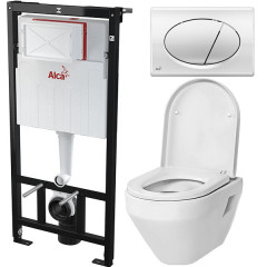Комплект унитаза AM PM Spirit V2.0 C701738WH+C707857WH с инсталляцией Alcaplast Sadromodul AM101/1120+M71