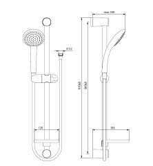 Душевой набор VIDIMA FRESH M (1-функциональная лейка 100 мм, штанга 600мм, шланг UF 1750 мм) (BA211AA)