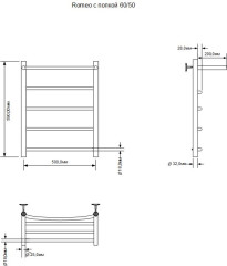 Полотенцесушитель электрический Aquanet Romeo 60х50 Тэн слева, с полкой