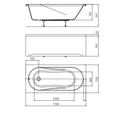 Ванна акриловая AZARIO KARMINA 170х70 прямоугольная (AV0011170)