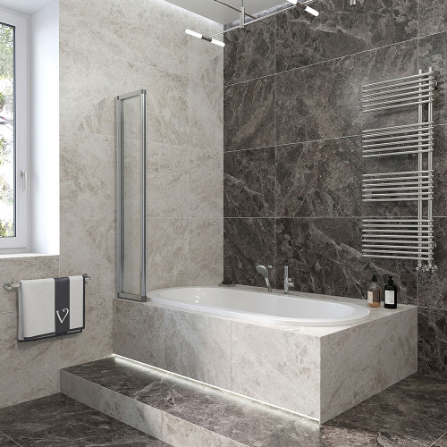 Шторка на ванну Veconi Palau PL-74L, 1200x1500, хром, стекло прозрачное