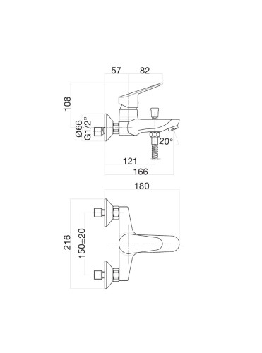 Смеситель для ванны Fiore KYRO 86CR8152, хром