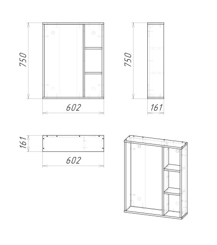 Зеркало ФЛАЙ-60 см универсальное дуб сонома
