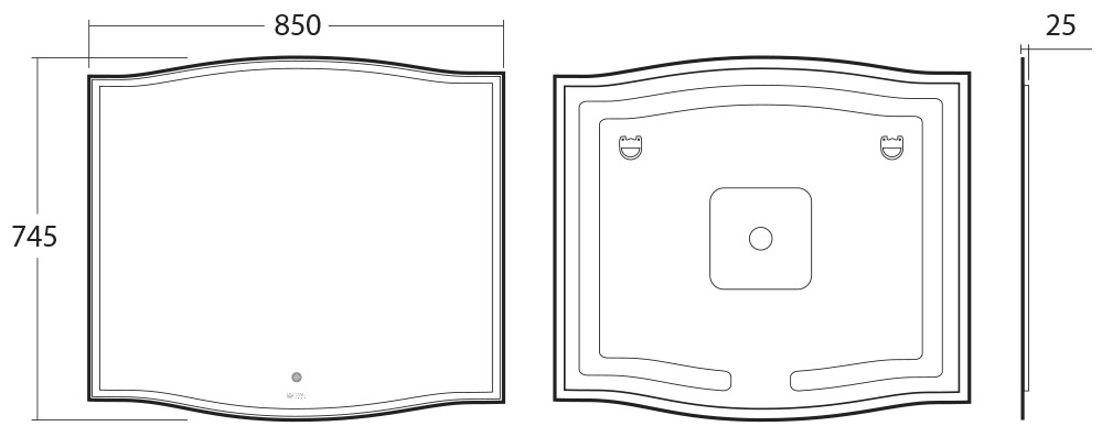 Зеркало OWL 1975 Roxen с LED подсветкой, 850х745