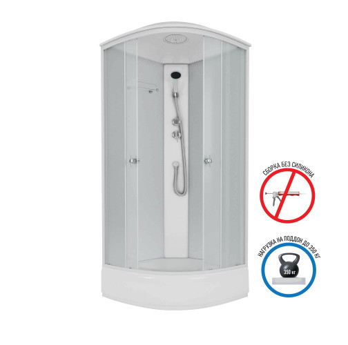 Душевая кабина Niagara NG-5304-14 (900х900х2150) средний поддон(26см), стекло МАТОВОЕ белые  профиля