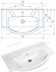 Тумба с раковиной Francesca Доминго 75 (2 ящика) белый (ум. Элеганс 75)