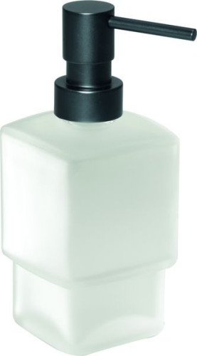Gedy Lounge, стеклянный дозатор с метал. помпой и уплотнителем для установки в держатель 5447(14), помпа цвет черный матовый