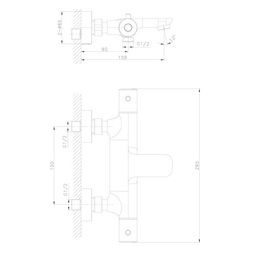 Смеситель для ванны термостатический Raiber RPG-008, золото