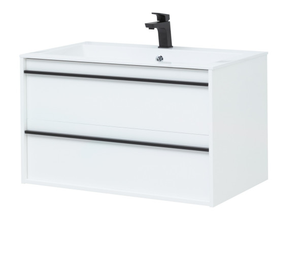 Тумба с раковиной Aquanet Lino 90 белый матовый