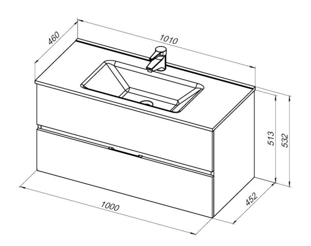 Тумба с раковиной Aquanet Алвита New 100 2 ящика, дуб веллингтон белый