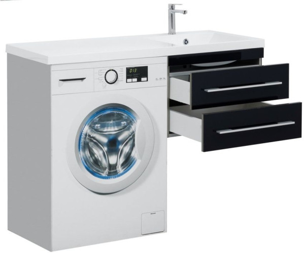 Тумба с раковиной Aquanet Верона 120 R черный (подвесная, 2 ящика)