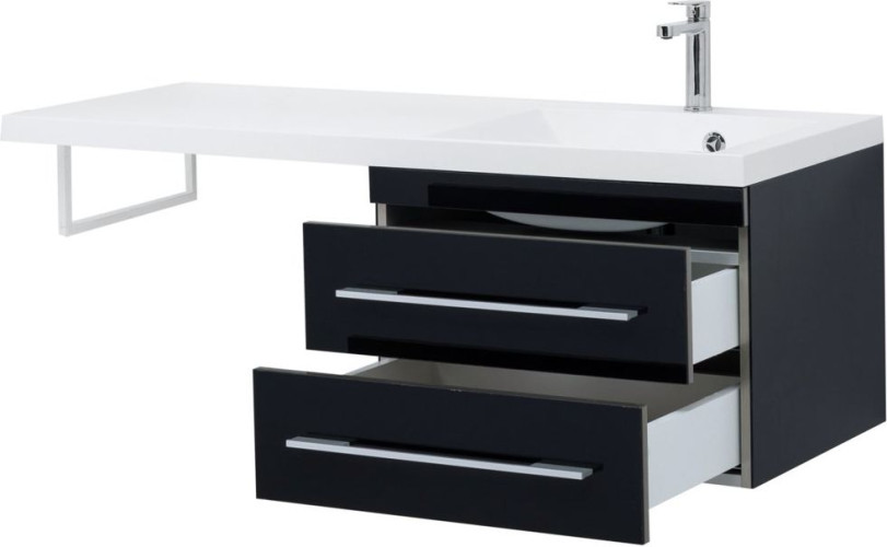 Тумба с раковиной Aquanet Верона 120 R черный (подвесная, 2 ящика)