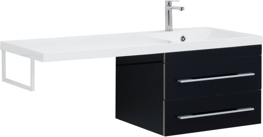 Тумба с раковиной Aquanet Верона 120 R черный (подвесная, 2 ящика)