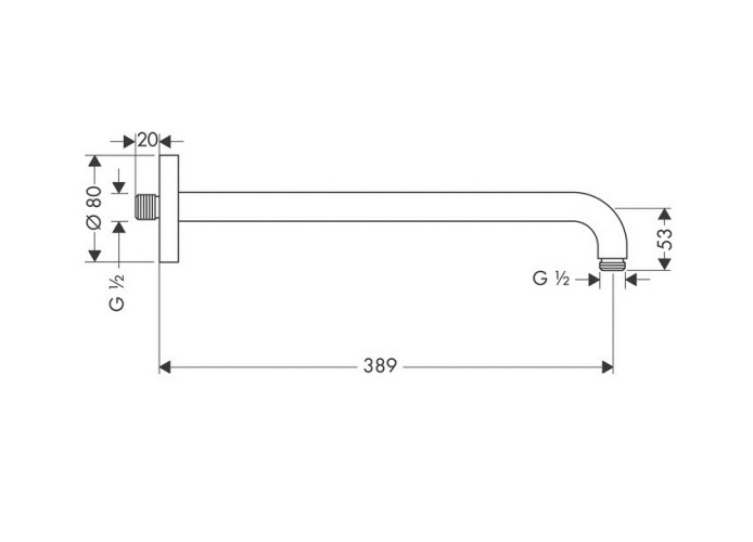 Держатель верхнего душа Hansgrohe 389 мм, ½’, хром (27413000)