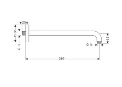 Держатель верхнего душа Hansgrohe 389 мм, ½’, хром (27413000)