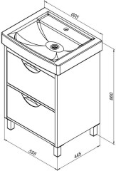 Тумба с раковиной Aquanet Гретта 60 New белый (2 ящика)