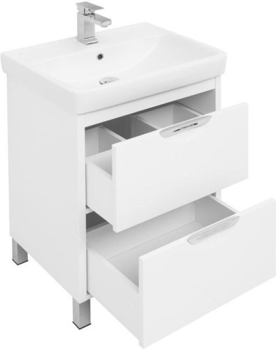 Тумба с раковиной Aquanet Гретта 60 New белый (2 ящика)