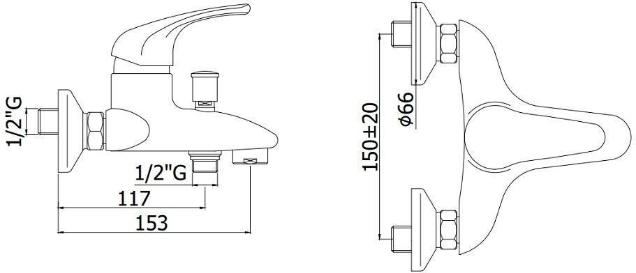 Смеситель для ванны с душем Paffoni Nettuno Due ND022CR