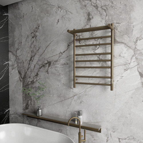 Полотенцесушитель электрический с полочкой (лесенка) Bauedge Stil Shelf DB-0025, 50x80 см