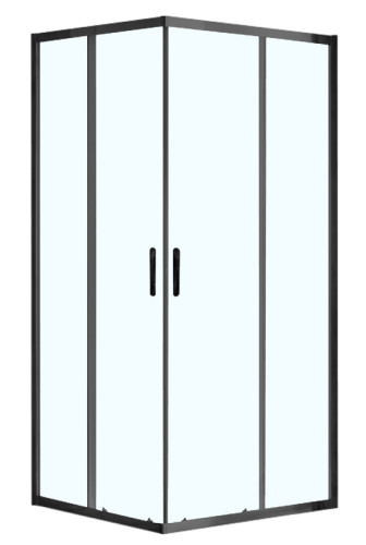 Душевое ограждение AZARIO 1000х1000х2000, БЕЗ ПОДДОНА, прозрачное стекло 6 мм, цвет профиля черный (AZ-ND1142 1000 Black)