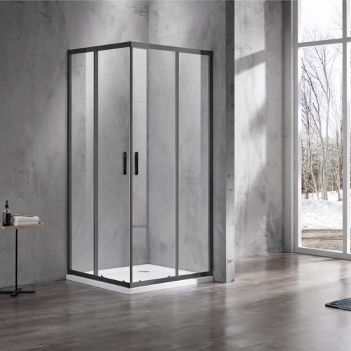 Душевое ограждение AZARIO 1000х1000х2000, БЕЗ ПОДДОНА, прозрачное стекло 6 мм, цвет профиля черный (AZ-ND1142 1000 Black)