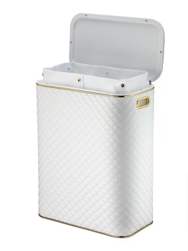 Корзина для белья Geralis SWG-B Ромб стежка, белая, кант золото, стандартная