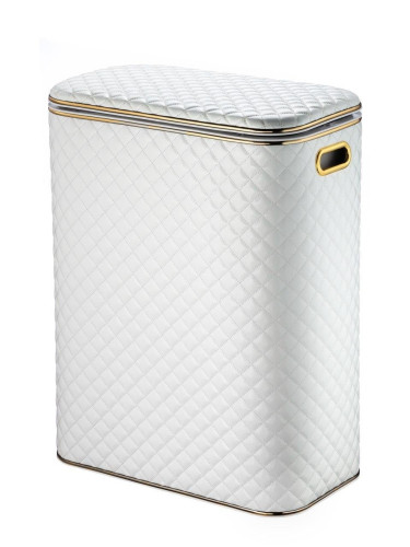 Корзина для белья Geralis SWG-B Ромб стежка, белая, кант золото, стандартная