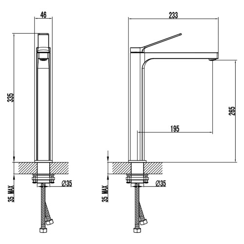 Смеситель для раковины-чаши Azario VISE высокий, керамический картридж, графит (AZ-VQQ168R30AJ)