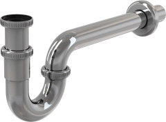 Сифон для раковины Alcadrain 32 мм, U-форма, цельнометаллический, с накидной гайкой 5/4&quot;, хром (A432)