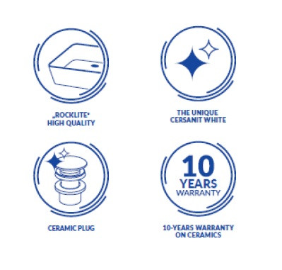 Раковина Cersanit CREA 35 SQUARE, белая (P-UM-CRE35/1-oc-S)