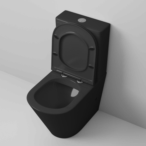 Унитаз Grossman GR-4450BMS (605*380*825) ЧЕРНЫЙ МАТОВЫЙ напольный БЕЗОБОДКОВЫЙ с тонкой крышкой