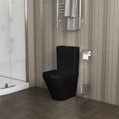 Унитаз Grossman GR-4450BMS (605*380*825) ЧЕРНЫЙ МАТОВЫЙ напольный БЕЗОБОДКОВЫЙ с тонкой крышкой