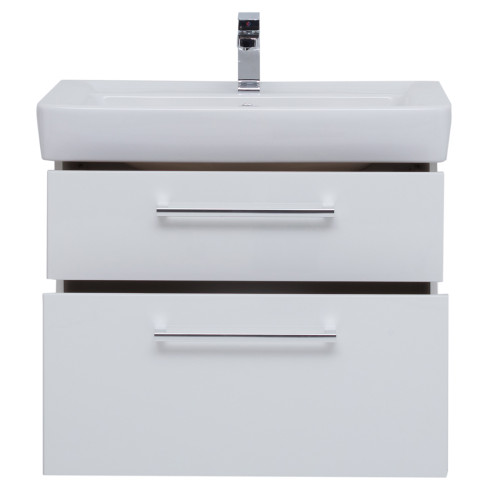 Тумба Q MAX, 70 см, подвесная, 2 ящика, белый глянец