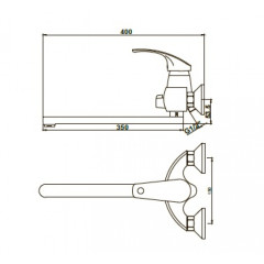 Смеситель для ванны с душем KAISER Classic (16055B)