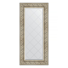 Зеркало настенное с гравировкой EVOFORM в багетной раме барокко серебро, 60х130 см, BY 4080