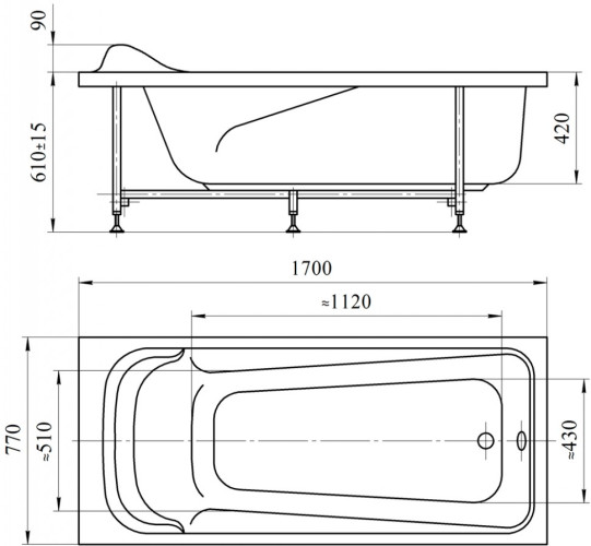 Акриловая ванна Radomir Wachter Роза 170x77
