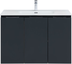 Тумба с раковиной Aquanet Алвита New 100 3 дверцы, антрацит