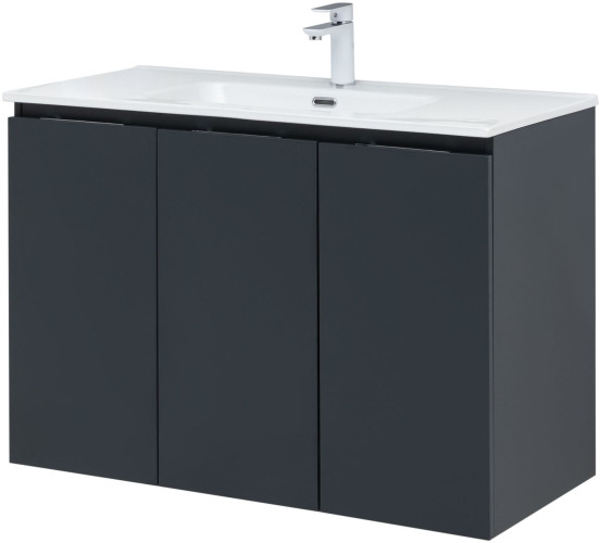 Тумба с раковиной Aquanet Алвита New 100 3 дверцы, антрацит