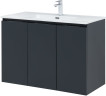 Тумба с раковиной Aquanet Алвита New 100 3 дверцы, антрацит